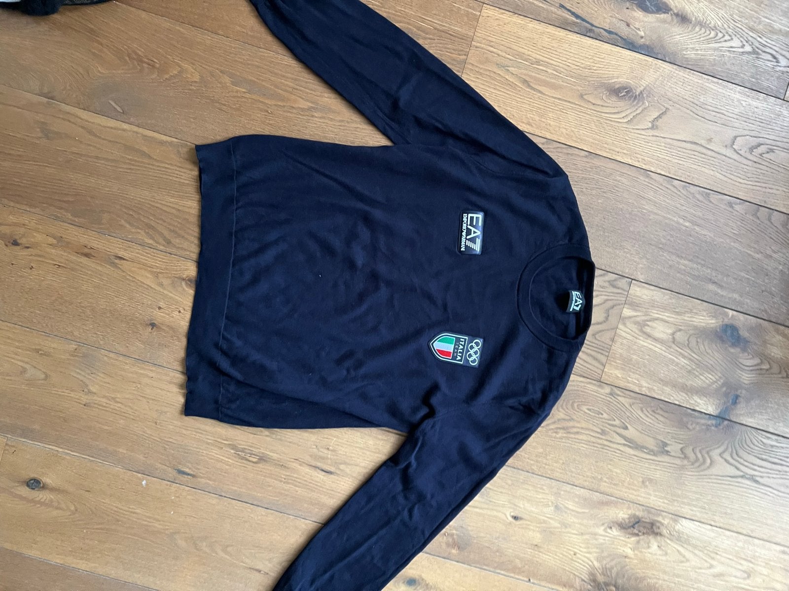 EA7 Emporio Armani trui van stretch cotton  Unisex maat L, Ophalen of Verzenden, Zo goed als nieuw, Maat 52/54 (L), Blauw
