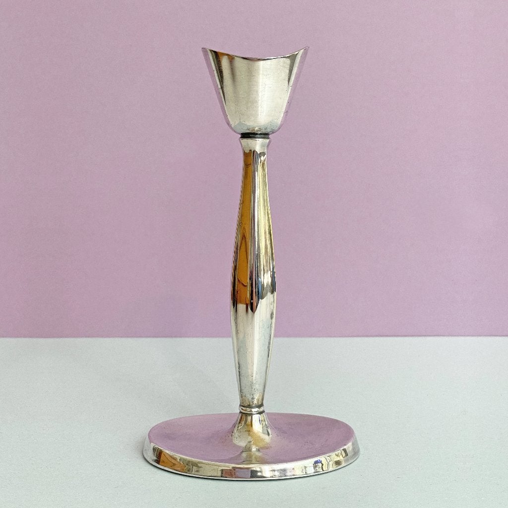 vintage Cohr Denmark KANDELAAR zilver Mid Century Modern, Ophalen of Verzenden, Zilver