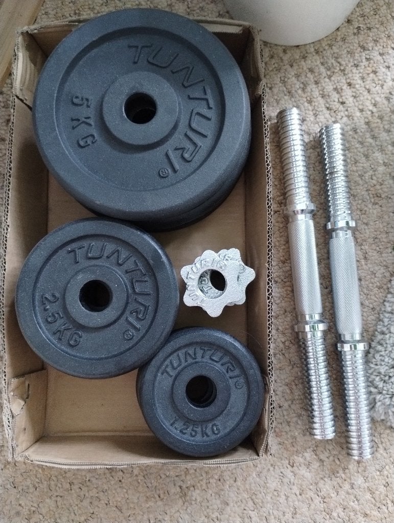 2x dumbell set 20 kg, Sport en Fitness, Ophalen, Zo goed als nieuw, Benen, Dumbbell