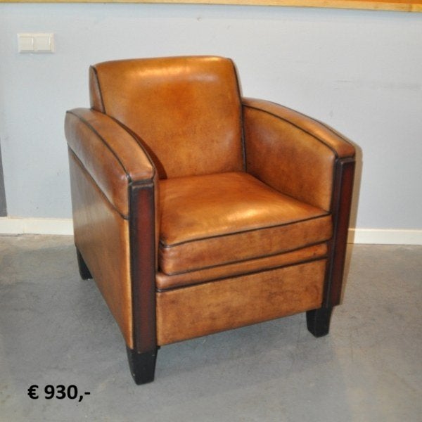 Schapenleren banken, fauteuils, stoelen, Ophalen, Twee, Bruin, Leer