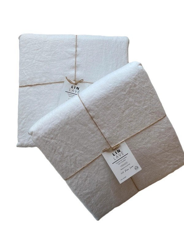 100% linnen dekbedovertrek 140x200 (set van 2) Wit, Ademend, Eenpersoons, Wit, Nieuw