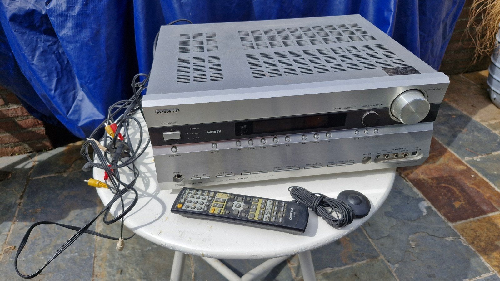 mooie ONKYO TX SR 605 AV reciever, Gebruikt, Ophalen of Verzenden, 120 watt of meer, Stereo
