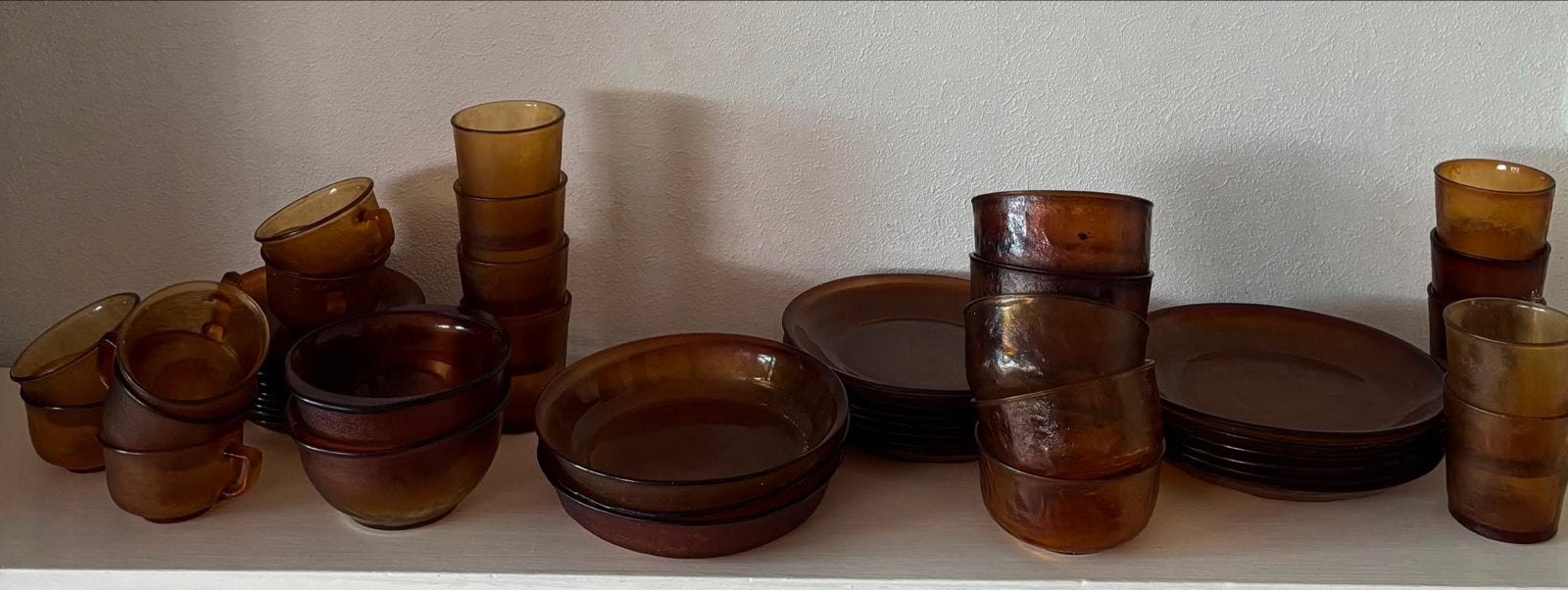 Vintage bruin glazen servies, Huis en Inrichting, Keuken | Servies, Ophalen, Gebruikt, Vintage, Glas