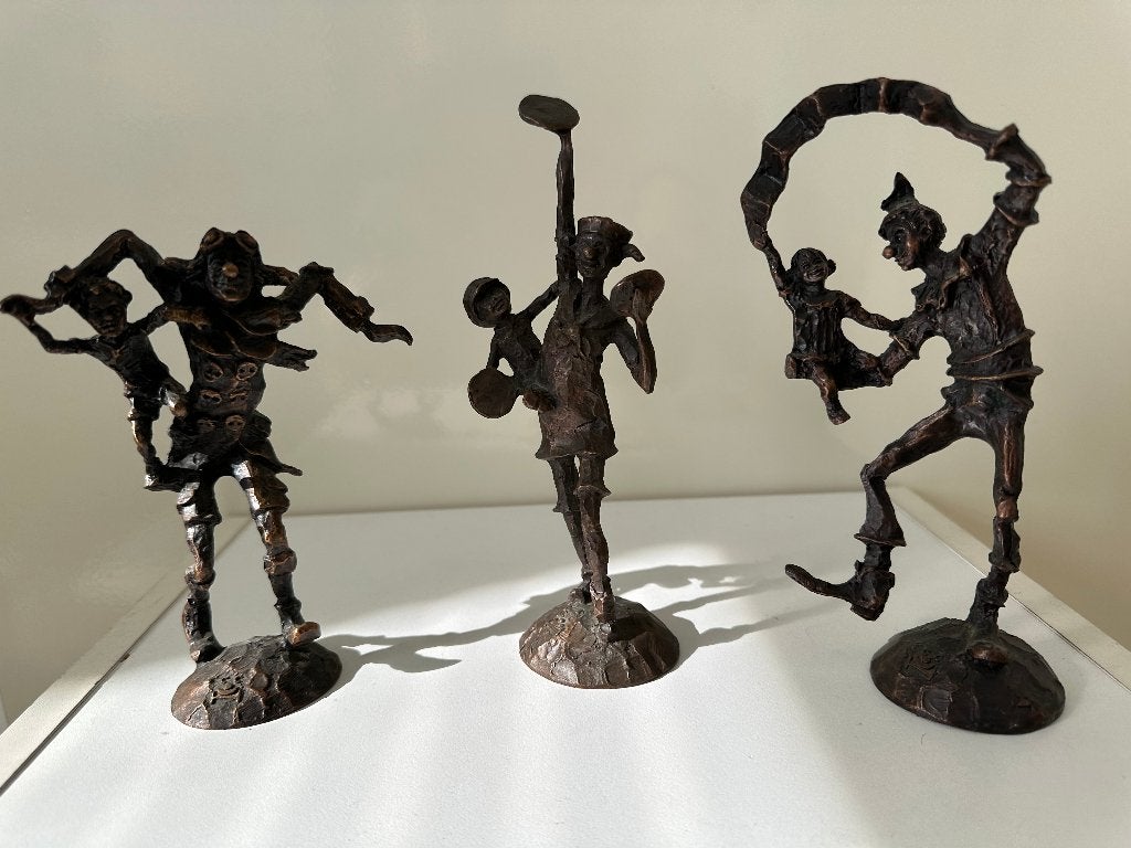 3 bronzen beeldjes Clinic Clowns, Verzamelen, Ophalen of Verzenden, Gebruikt, Mens