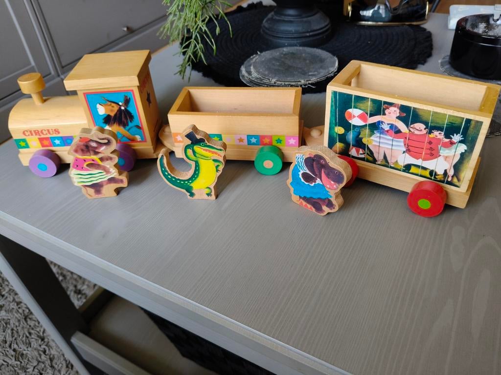 Houten Circus Trein met Dieren, Ophalen of Verzenden, Gebruikt, Duw- of Trekspeelgoed