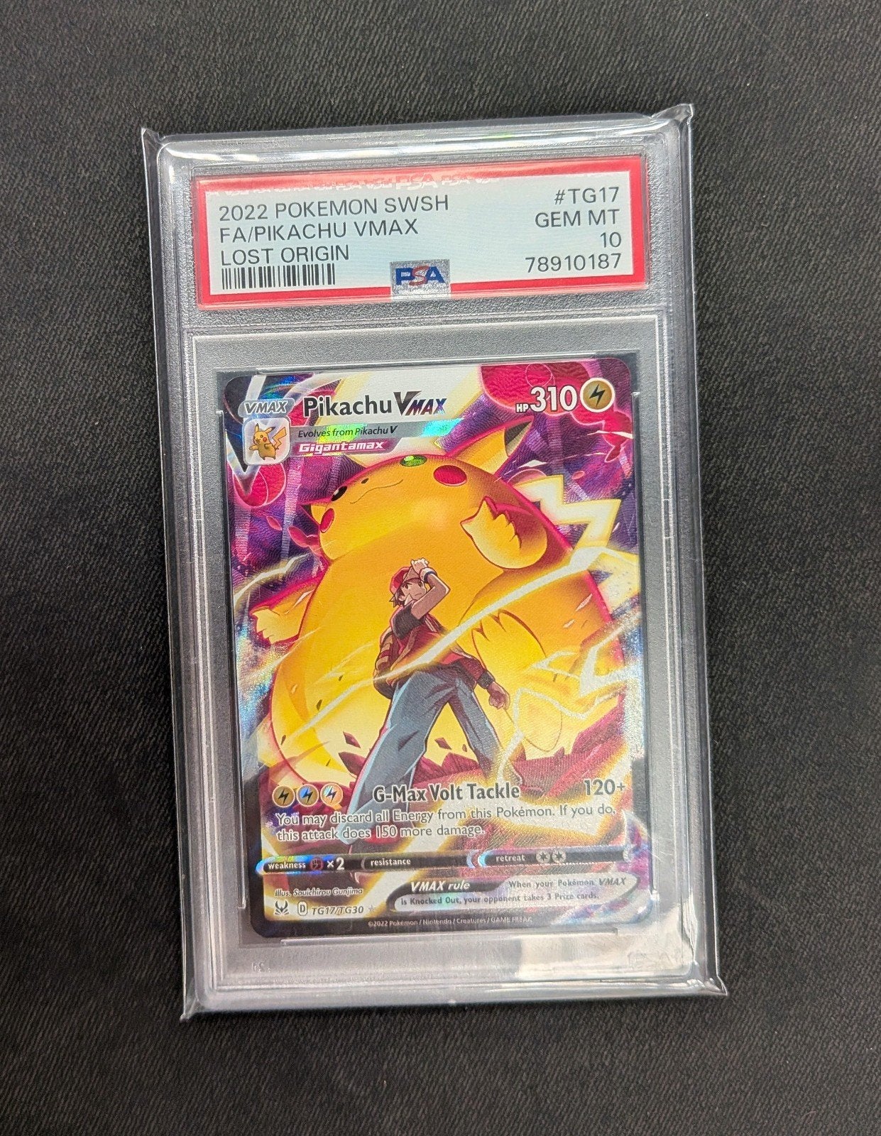 Pikachu VMAX TG17 PSA 10 Gem Mint Lost Origin Pokémon Kaart, Ophalen of Verzenden