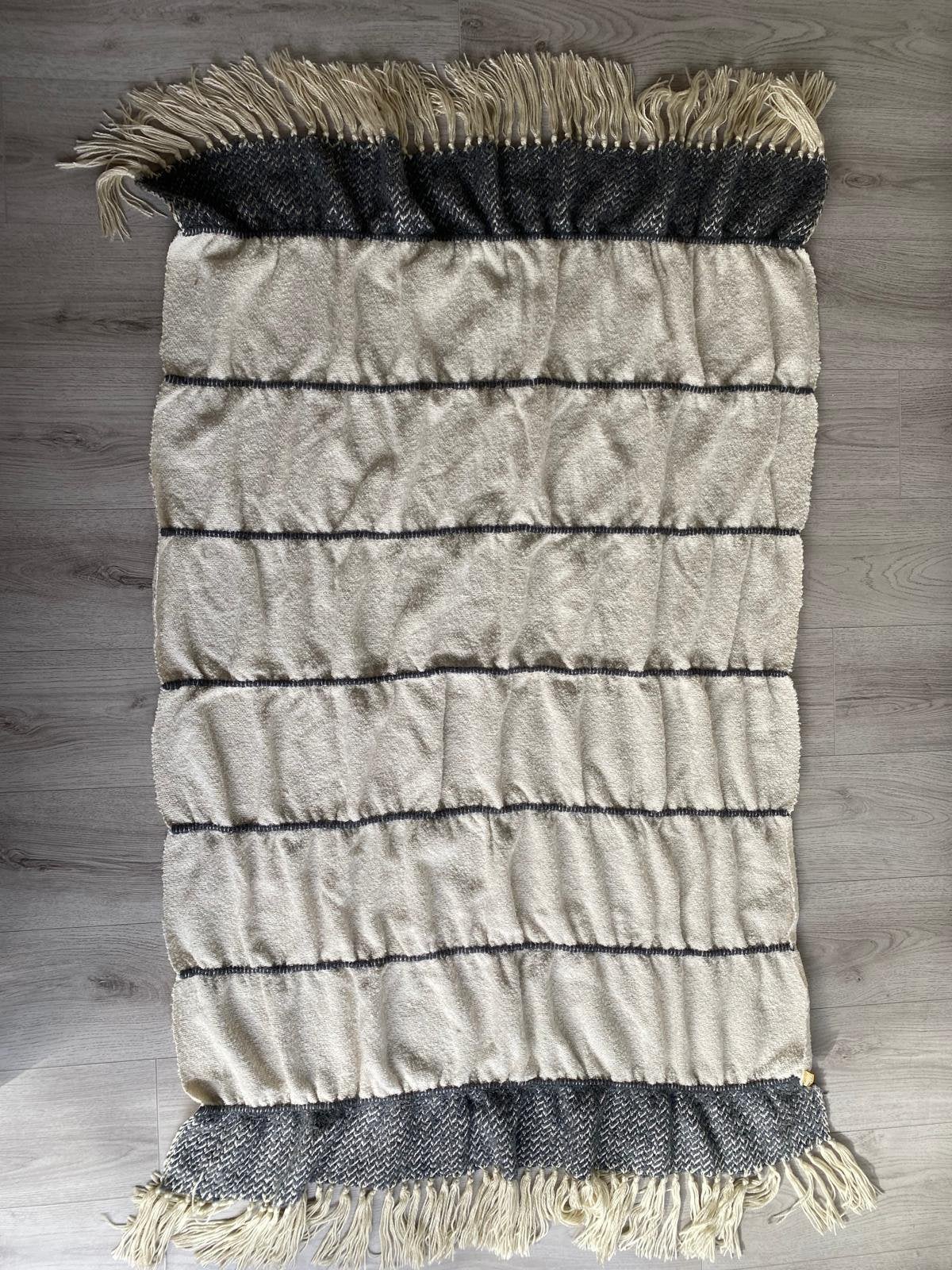 Malagoon plaid / bankdeken – crème grijs – 180  100 cm, Ophalen of Verzenden, Zo goed als nieuw