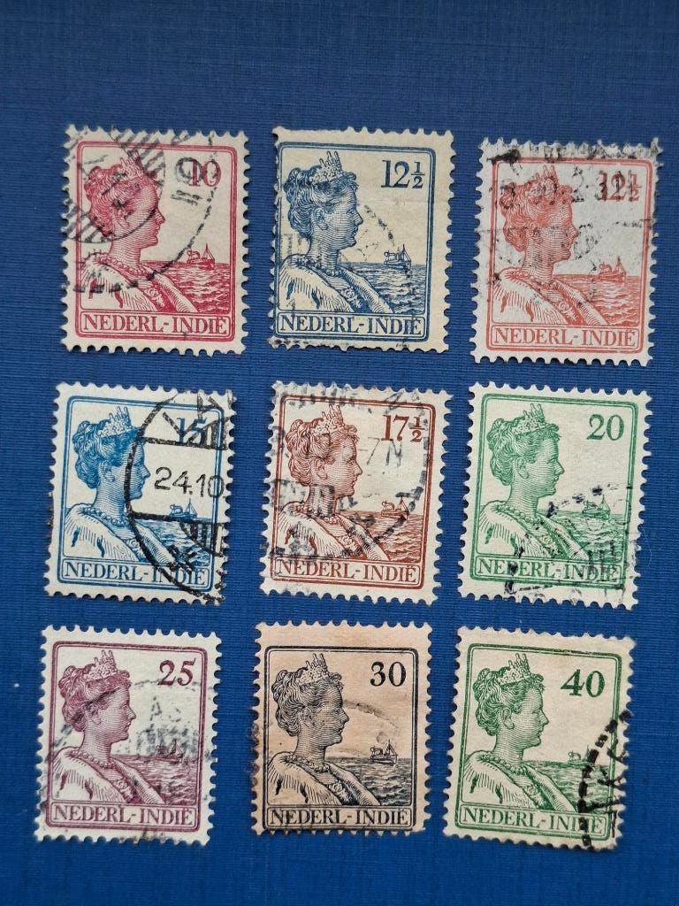 Postzegel NL Indie 1913 9 zegels Koningin Wilhelmina 16-05, Ophalen of Verzenden, Gestempeld, Nederlands-Indië