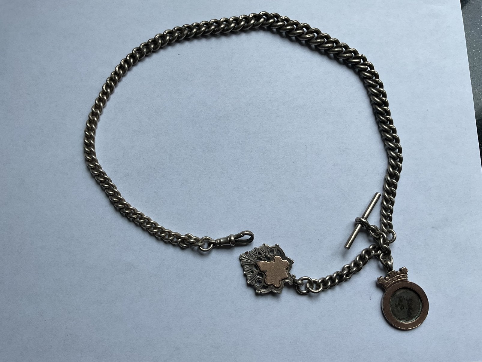 Zilveren horloge ketting., Verzenden, Zilver, Ketting