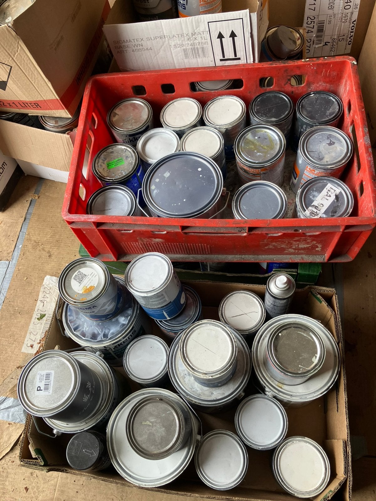 PARTIJ VERF LAK SIGMA SIKKENS WIJZONOL GEBRUIKT GRATIS, Doe-het-zelf en Verbouw, Verf, Beits en Lak, Ophalen, Gebruikt, Overige kleuren