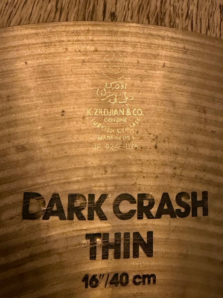 16” Zildjian K Dark Crash Thin [1996] 1050g, Gebruikt, Drums of Percussie, Ophalen of Verzenden, Zildjian