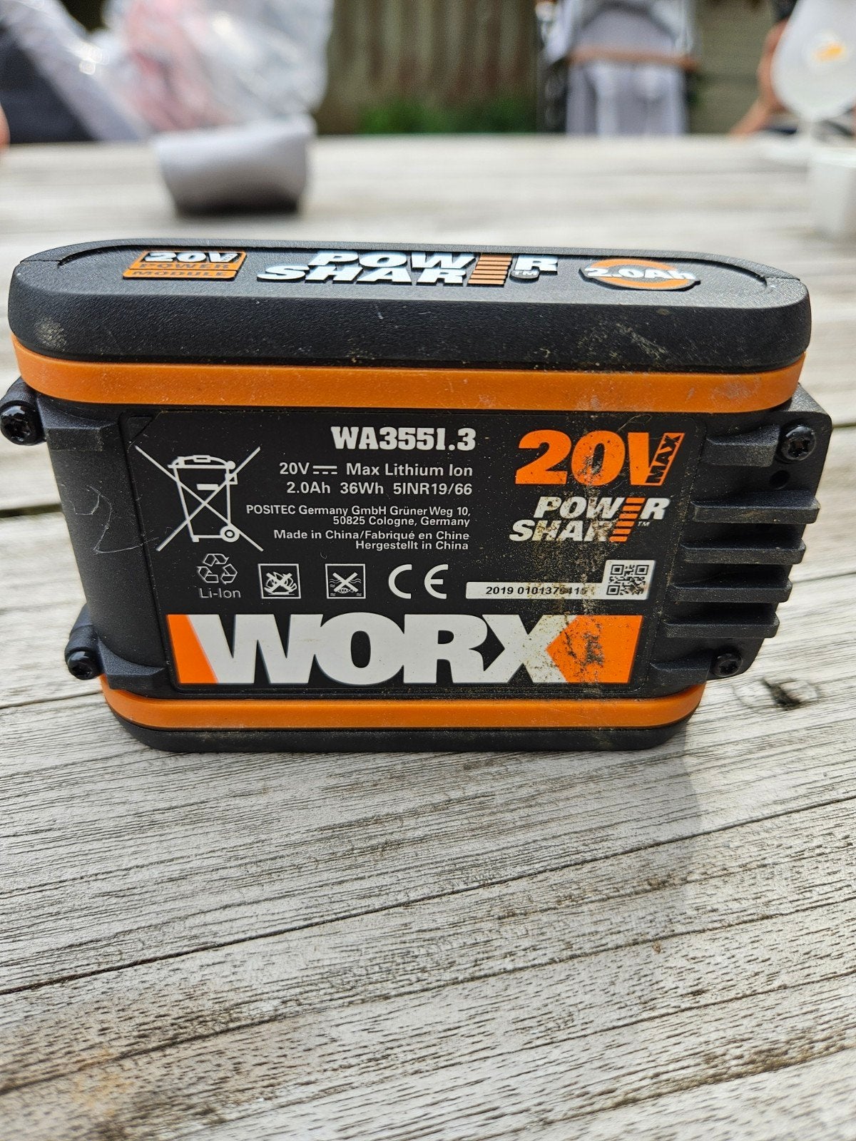 Worx powershare accu 20V WA 355.13, Ophalen, Gebruikt, Oplaadbaar