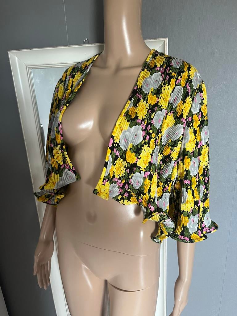 Zijden blouse met bloemenprint, Ophalen of Verzenden, Zo goed als nieuw, Maat 42/44 (L), Geel
