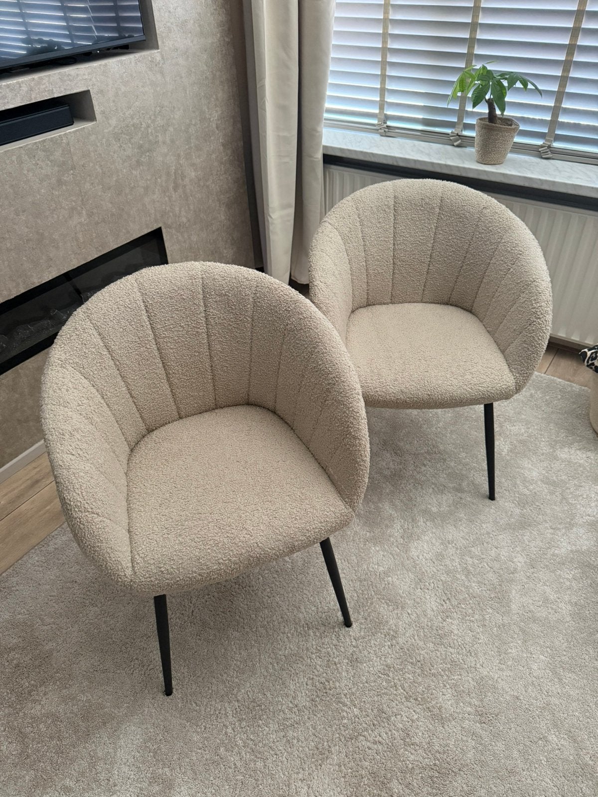 2x Beige Teddy Eetkamerstoelen, Ophalen, Twee, Overige kleuren, Zo goed als nieuw