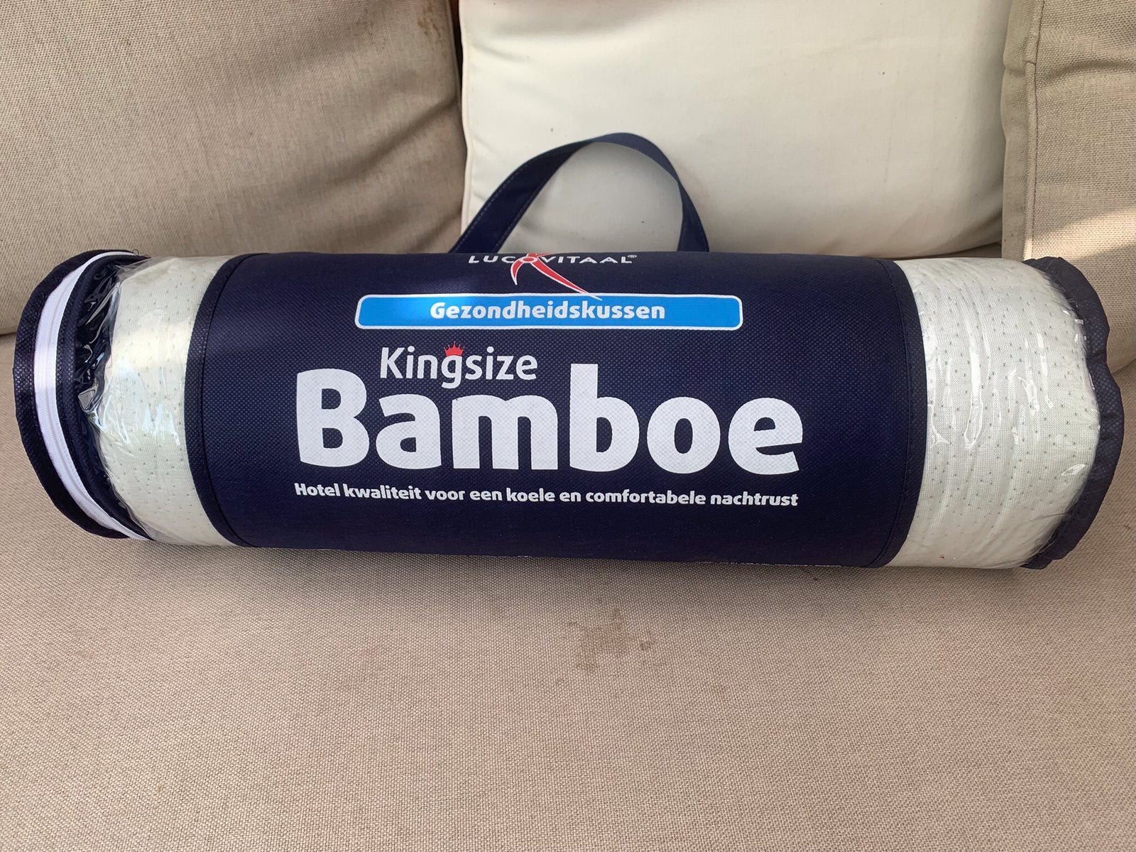 Lucovitaal bamboe hoofdkussen XL NIEUW, Eenpersoons, Wit, Nieuw, Ophalen of Verzenden