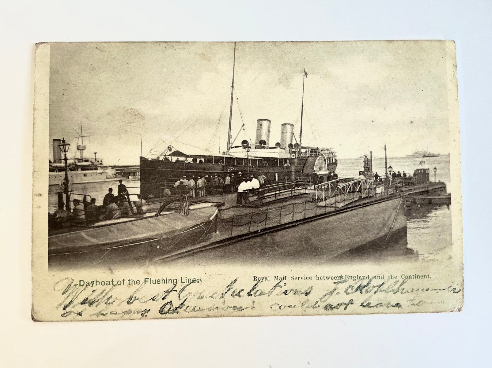 Vlissingen mailboot aan ponton; dayboat of the Flushing Line, Verzamelen, Ophalen of Verzenden, Voor 1920, Gelopen, Zeeland