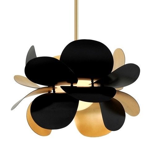Black and Gold Petal Pendant Ceiling Light, Ophalen, Kroonluchter, Modern, E27 (groot)