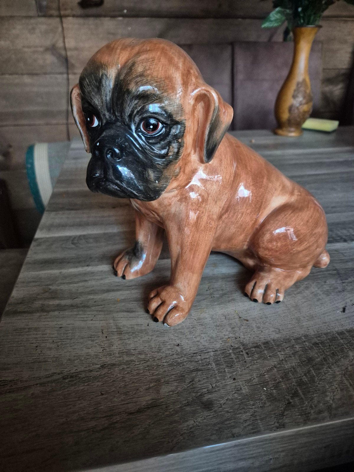 Vintage Keramieken Boxer Puppy Beeldje, Ophalen of Verzenden, Gebruikt, Dier