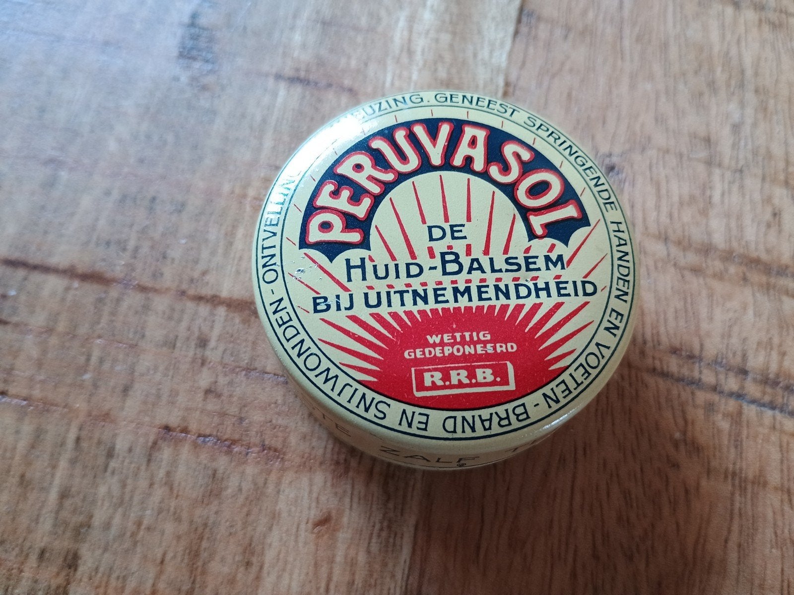 Oud blikje Peruvasol - R. van de Riet - Baarn, Verzamelen, Ophalen of Verzenden, Gebruikt, Overige