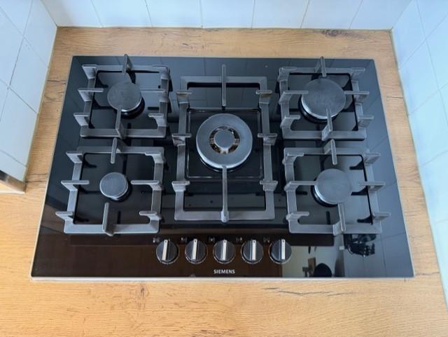 5 pits gasstel, Siemens iQ500, 75 cm, Wokbrander, stepflame, Ophalen, Zo goed als nieuw, Inbouw, Gas