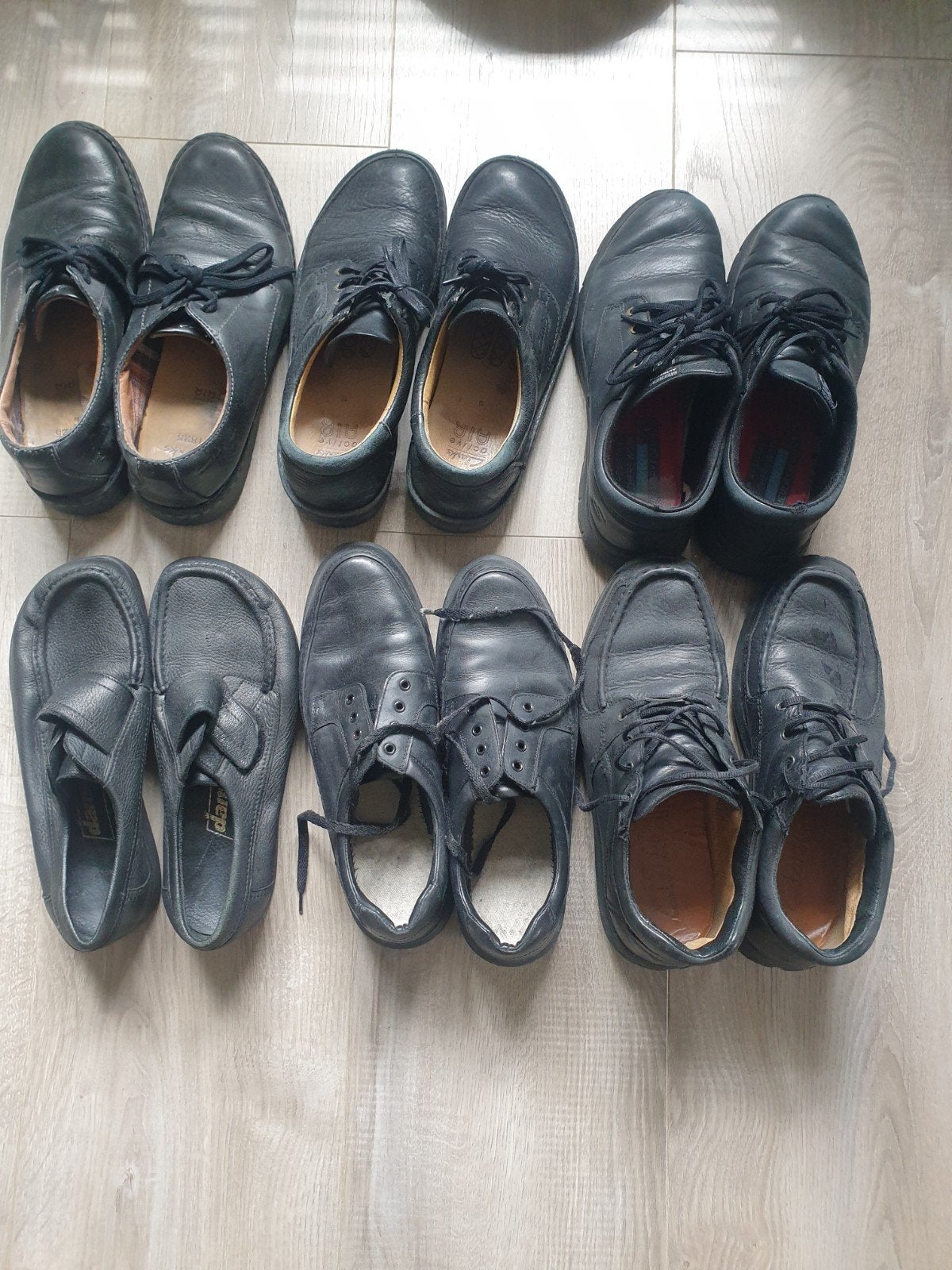 6 x Zwarte lederen Veterschoenen Maat 44/45, Zwart, Clarks, Ophalen of Verzenden, Gedragen
