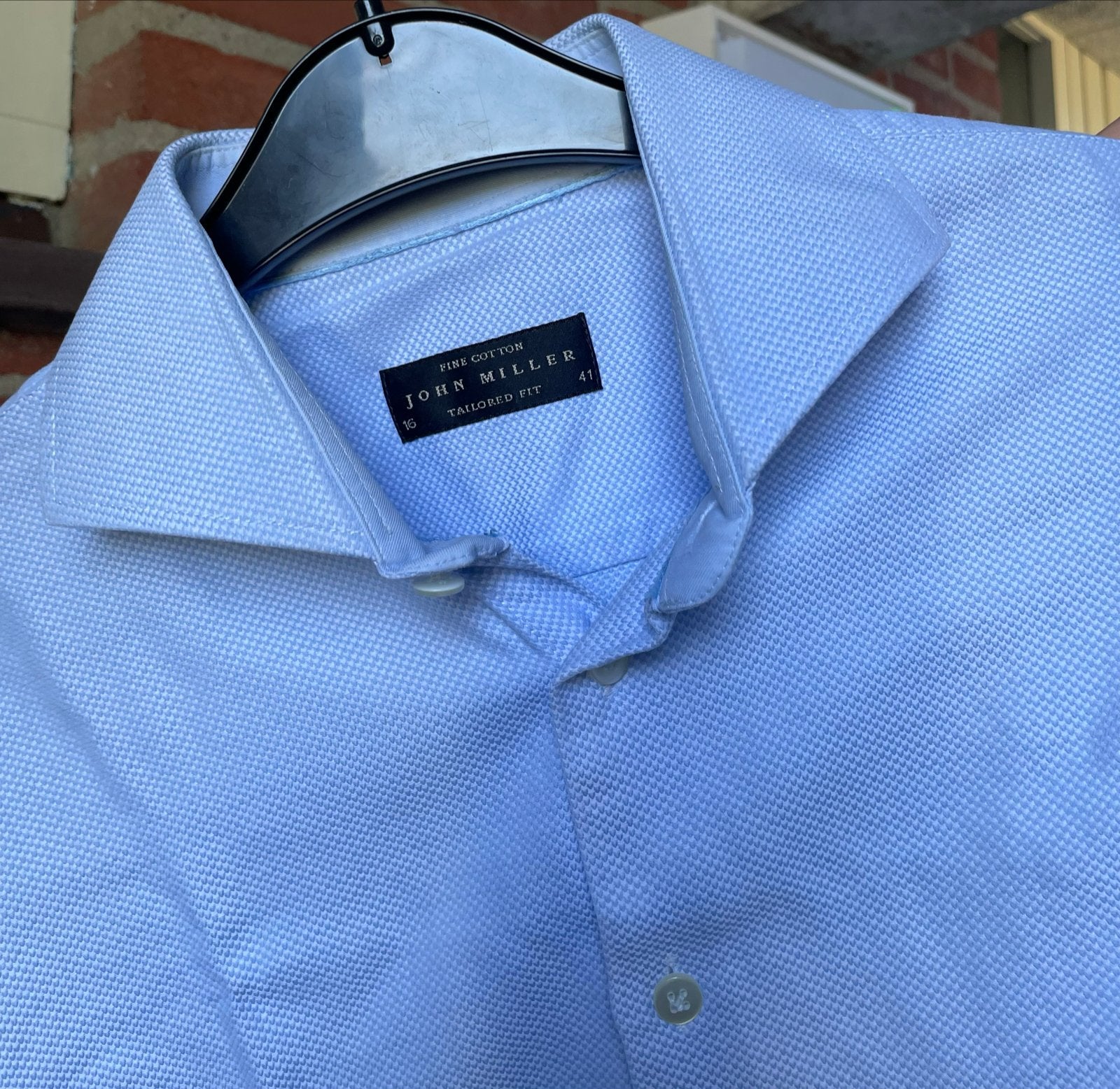 John Miller Lichtblauw Herenoverhemd Tailored Fit Mt L (41), Ophalen of Verzenden, Nieuw, Blauw, Halswijdte 41/42 (L)