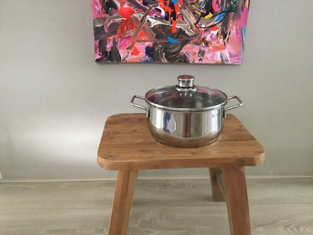 Mooie RVS Kookpan, Ophalen, Zo goed als nieuw, Geschikt voor inductie, Kookpan