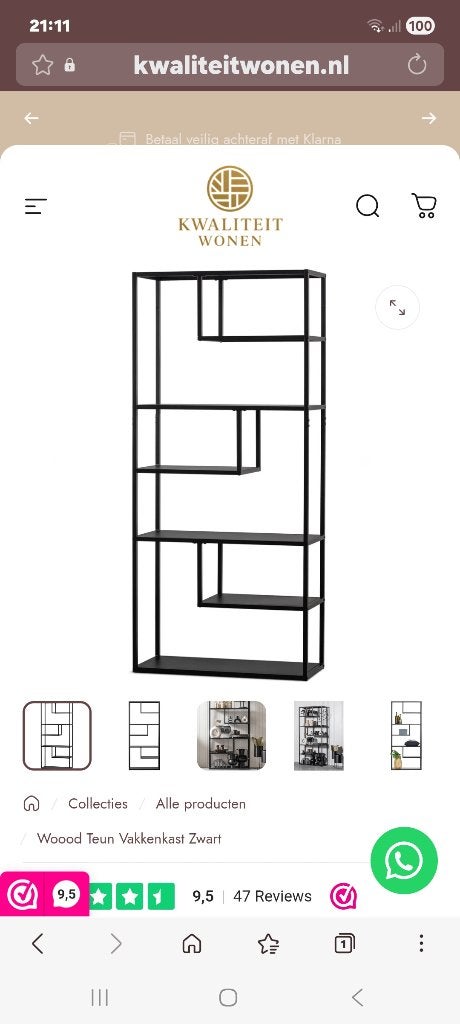 Woood vakkenkast, Huis en Inrichting, Kasten | Wandmeubels, Ophalen, Zo goed als nieuw, Minder dan 150 cm, Metaal
