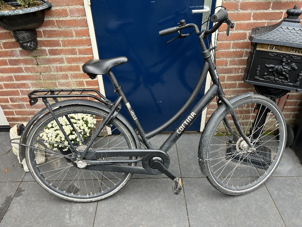 Cortina U1 3V Damesfiets 53 cm Zwart, Gebruikt, (Extra) lage instap, 50 tot 53 cm, Schijfrem