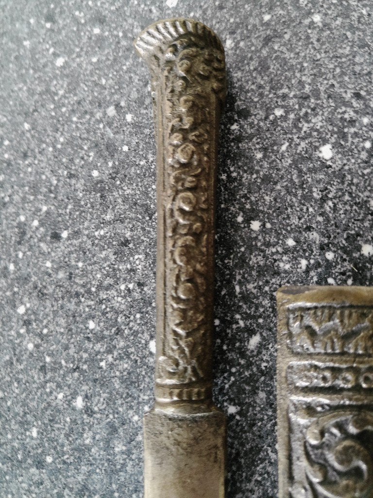 Antieke of vintage verzilverde dolk briefopener Ottomaans ?, 22 cm, Handgemaakt, Overige herkomsten, Bruin