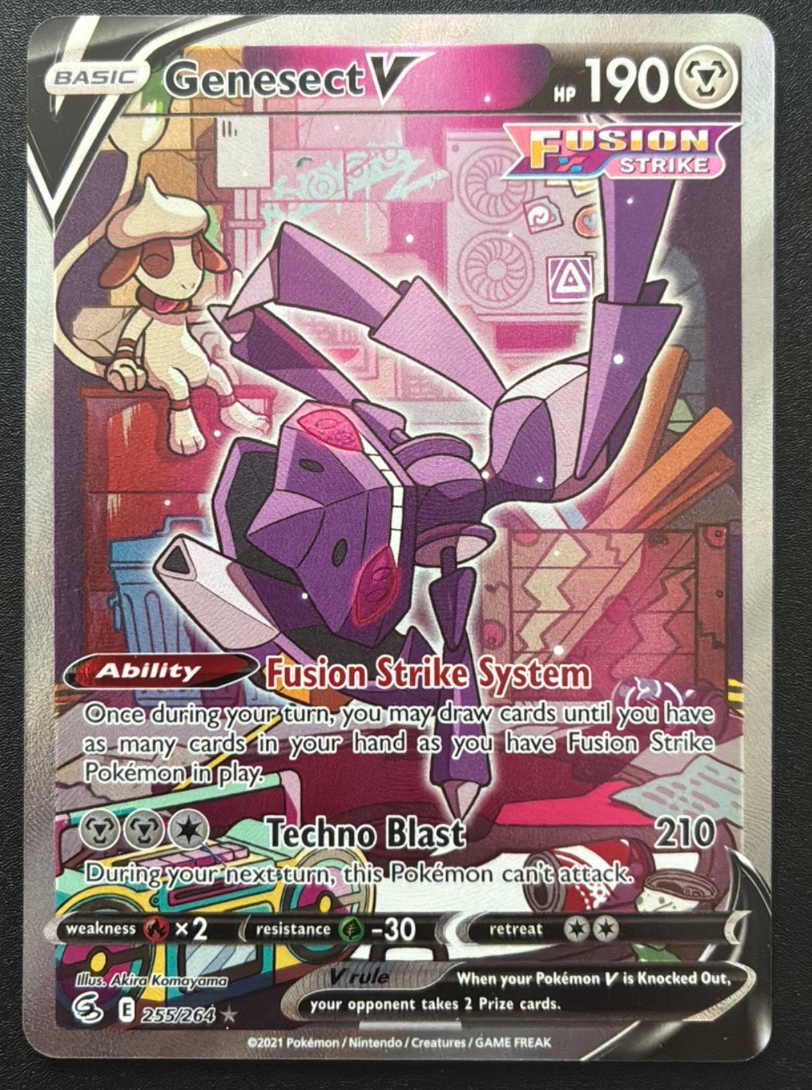 Genesect V Full Art Fusion Strike Pokémon Kaart 255/264, Ophalen of Verzenden, Zo goed als nieuw, Losse kaart