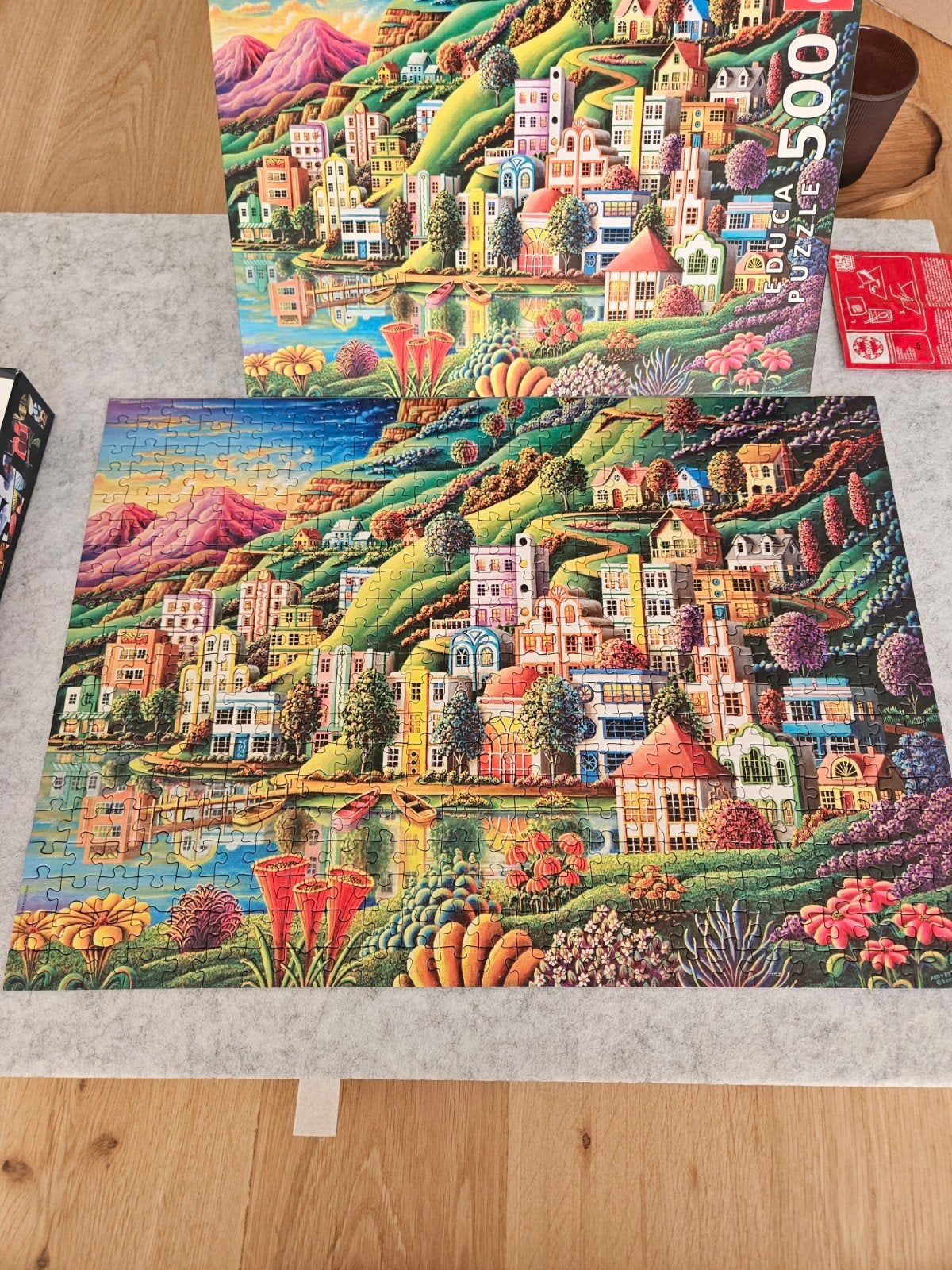 Educa Puzzel 500 stukjes - Kleurrijk Dorpsgezicht, Ophalen of Verzenden, 500 t/m 1500 stukjes, Zo goed als nieuw, Legpuzzel