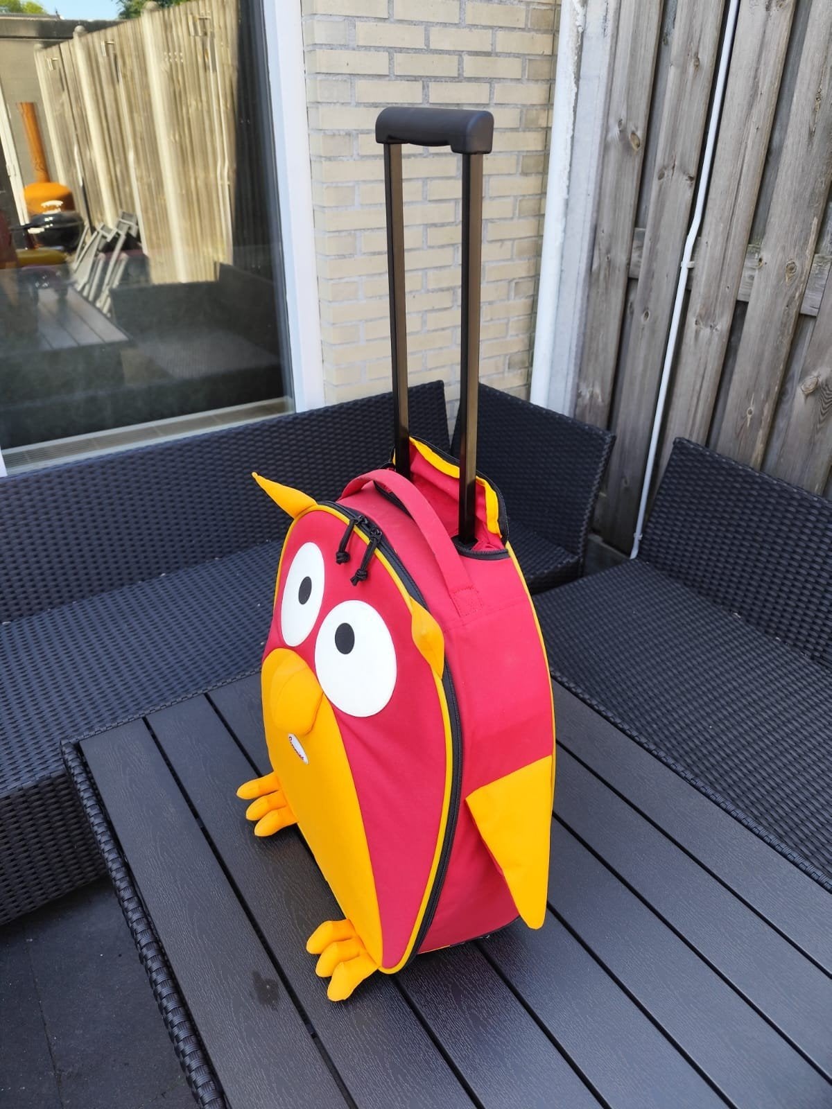 Leuke kinder trolley/koffertje met uil design, Ophalen, Wieltjes, Gebruikt, Minder dan 40 cm