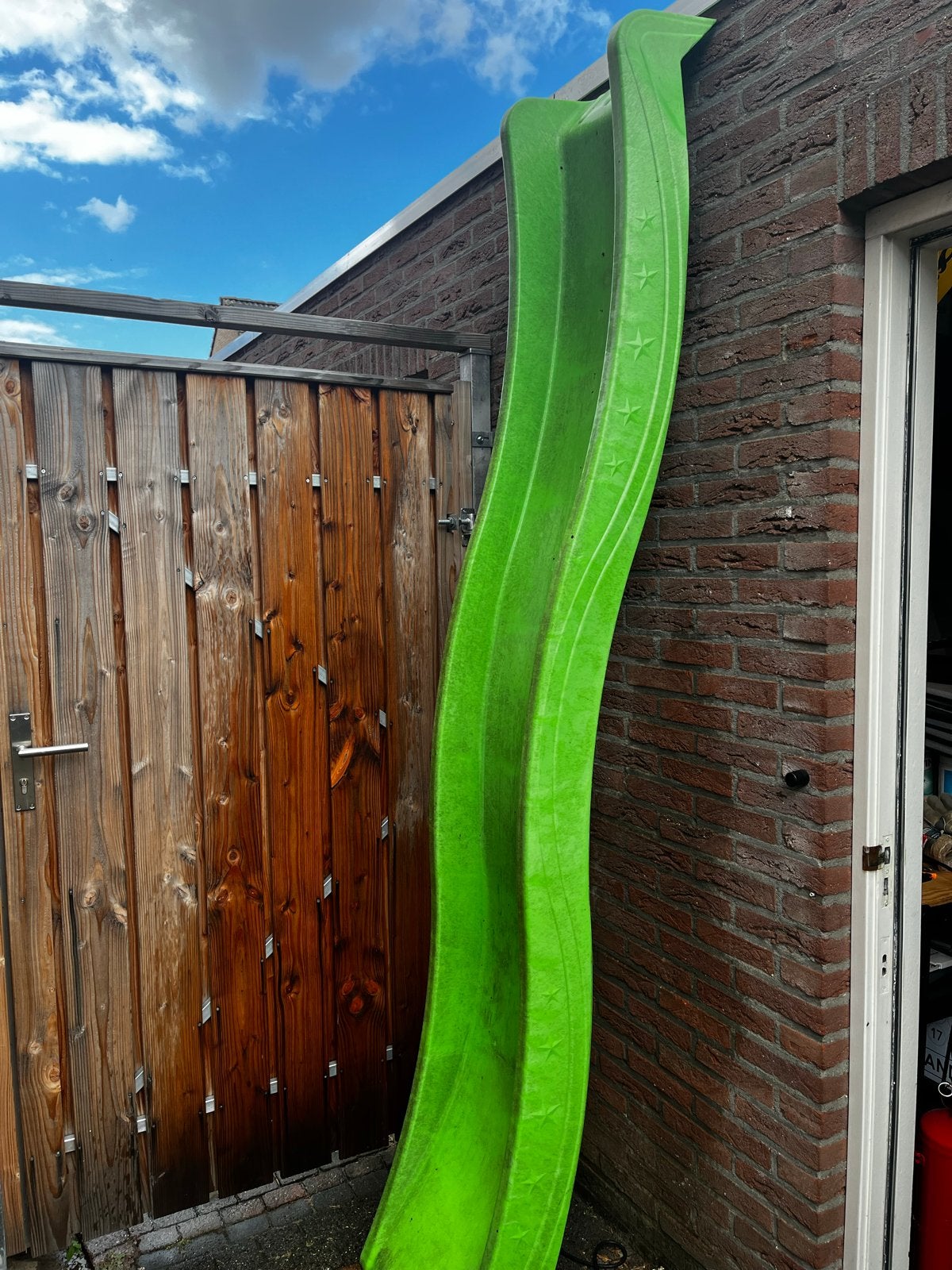Groene Glijbaan Wavy Star Slide Lang - 265 cm, Kinderen en Baby's, Speelgoed | Buiten | Speeltoestellen, Gebruikt, Glijbaan, Ophalen
