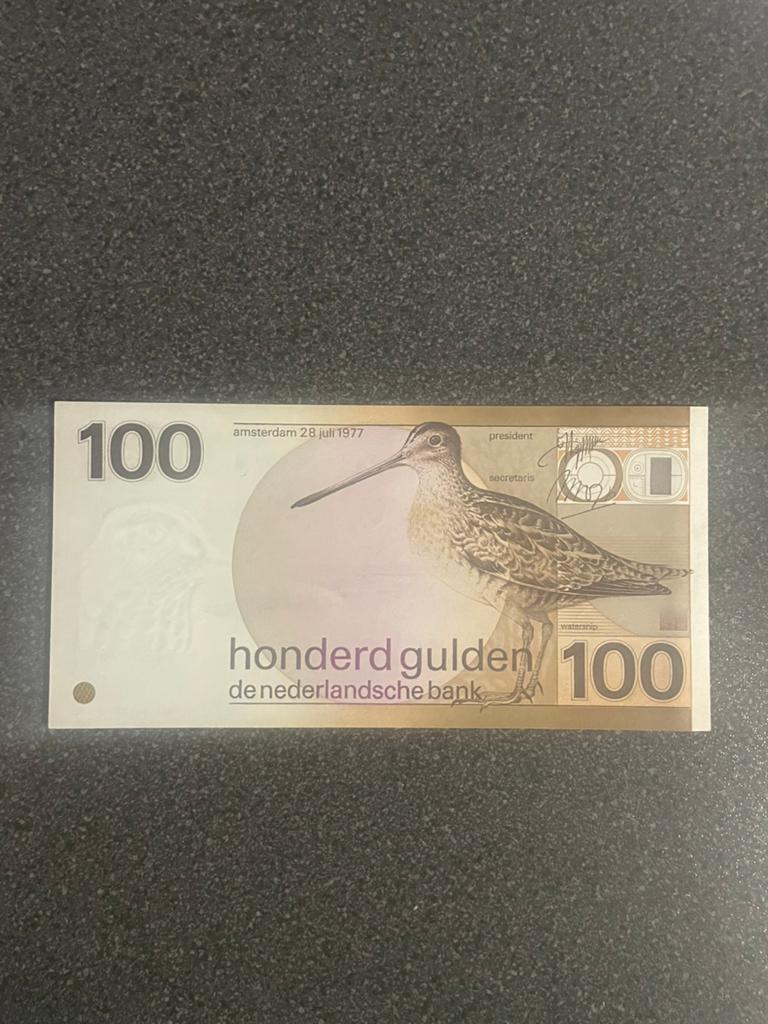 100 gulden 1977 snip UNC, Postzegels en Munten, Bankbiljetten | Nederland, Ophalen of Verzenden, 100 gulden