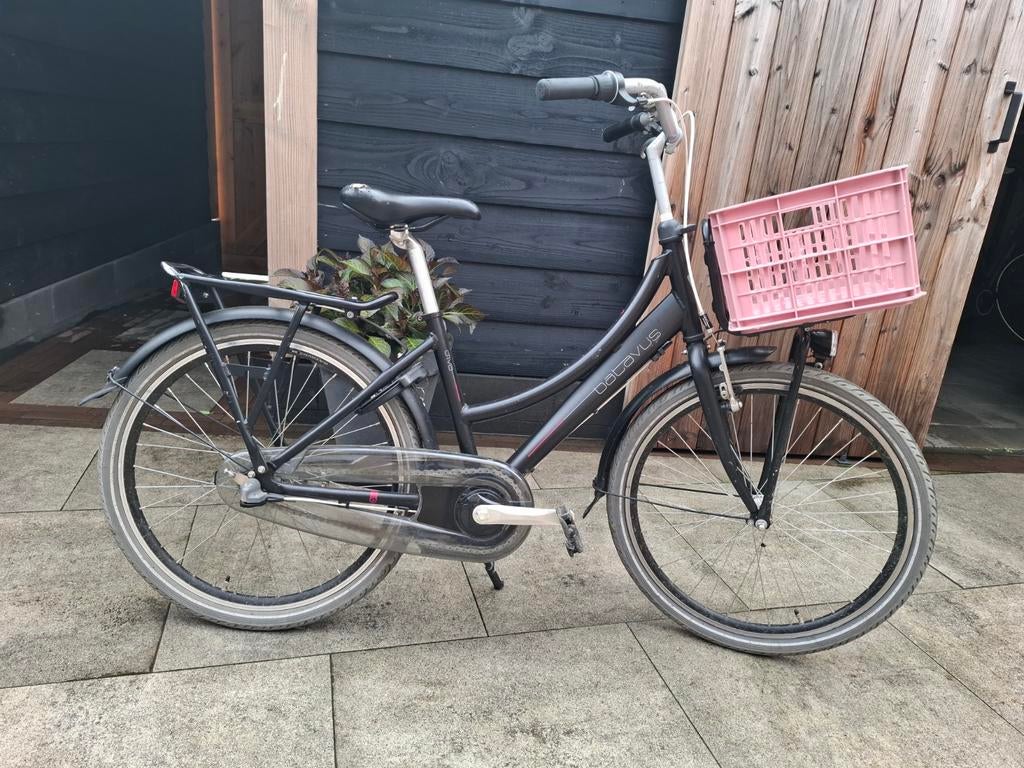 Batavus Diva Meisjesfiets 26 inch - Zwart met Roze Mand, Fietsen en Brommers, Fietsen | Meisjes, 26 inch of meer, Gebruikt, Velgrem