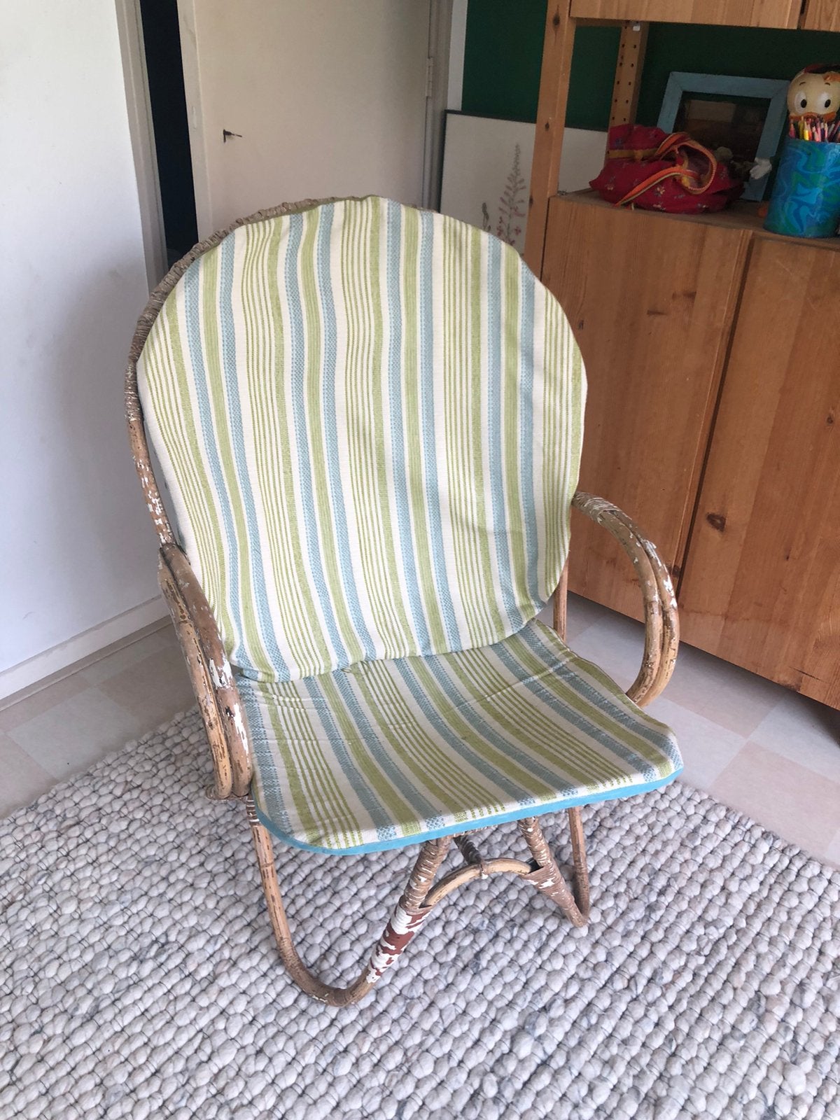 Rieten stoel, Huis en Inrichting, Ophalen of Verzenden, Gebruikt, Bruin, Eén