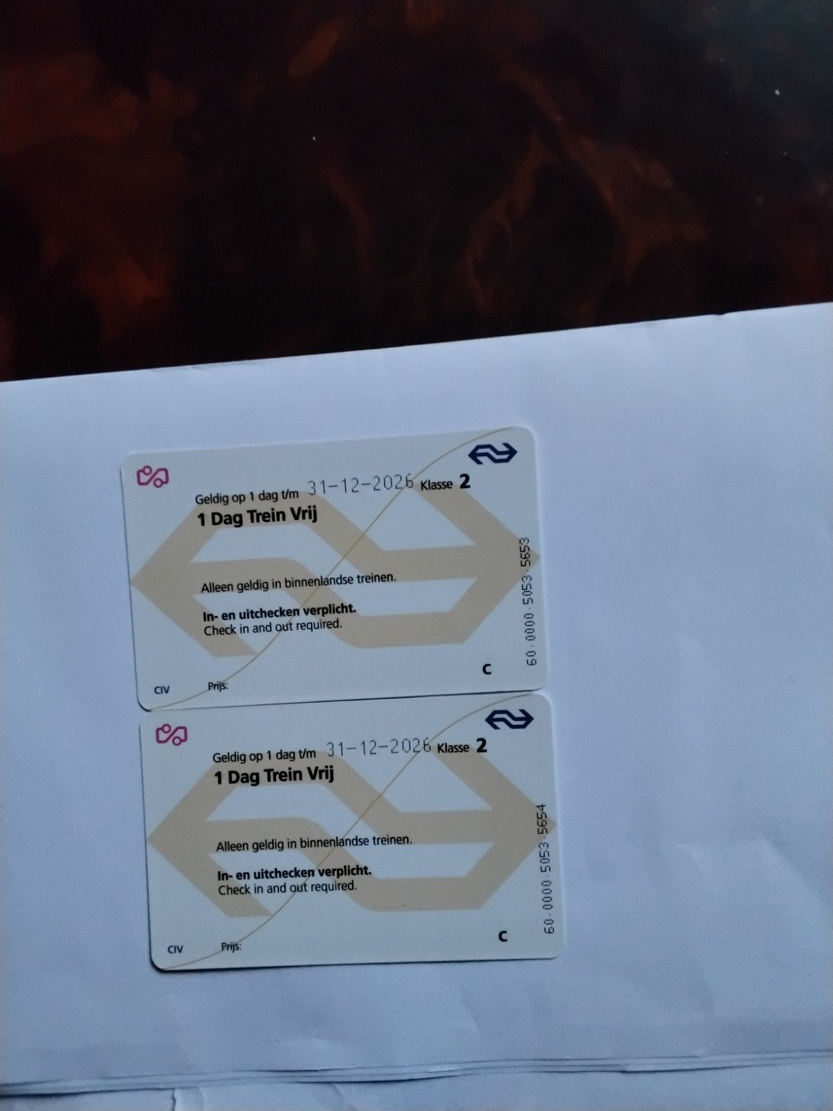 TREINKAARTJES, Eén persoon, Trein, Algemeen kaartje