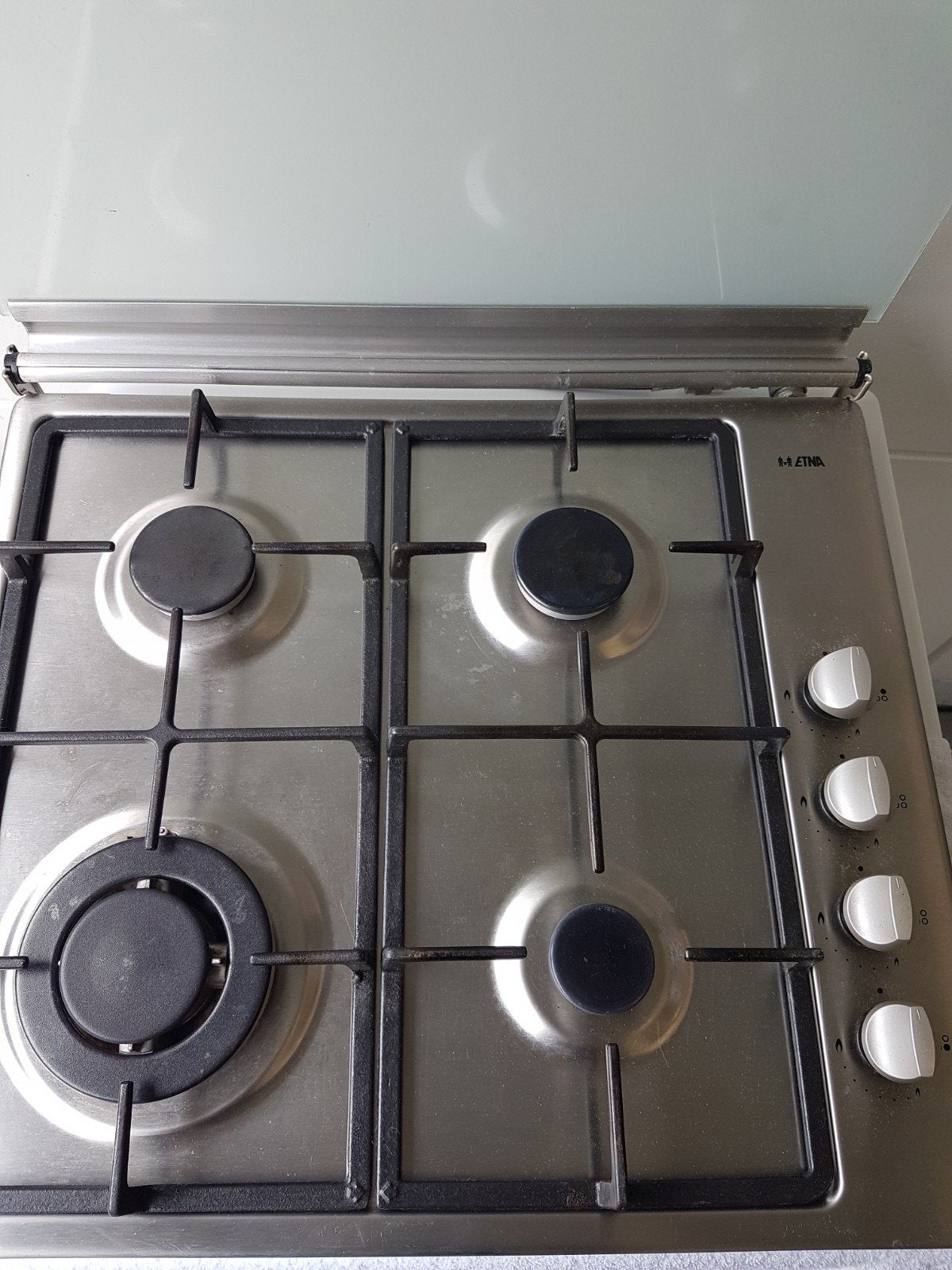 Etna rvs kookplaat met wokbrander nette staat, Witgoed en Apparatuur, Ophalen, Gebruikt, 4 kookzones, Energieklasse A of zuiniger