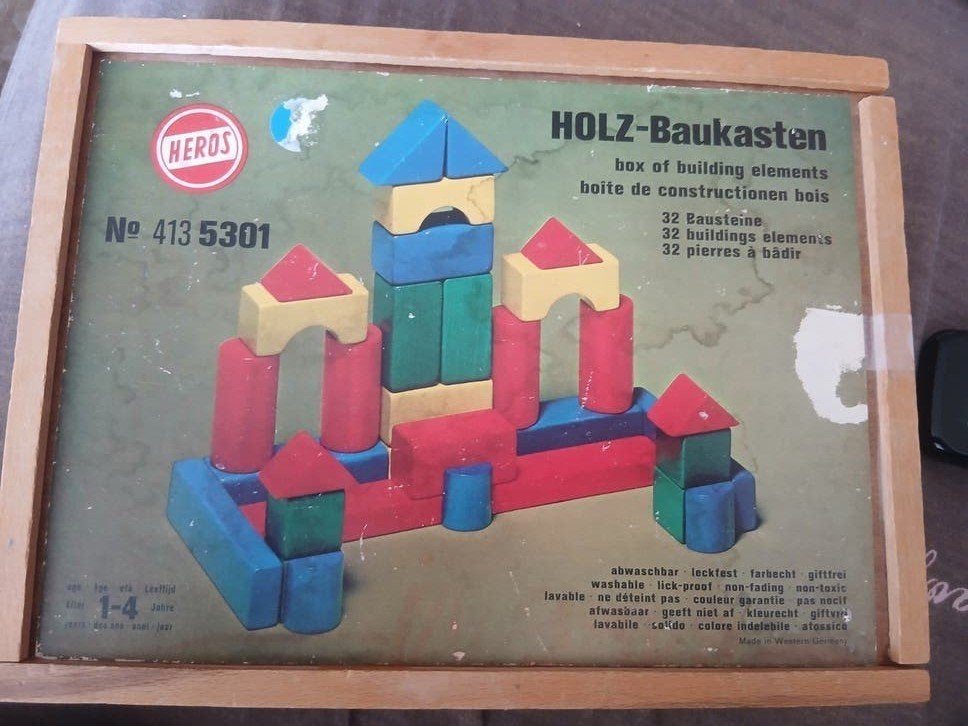 HEROS Houten Bouwblokken Set - Vintage Speelgoed, Ophalen, Gebruikt, Overige merken