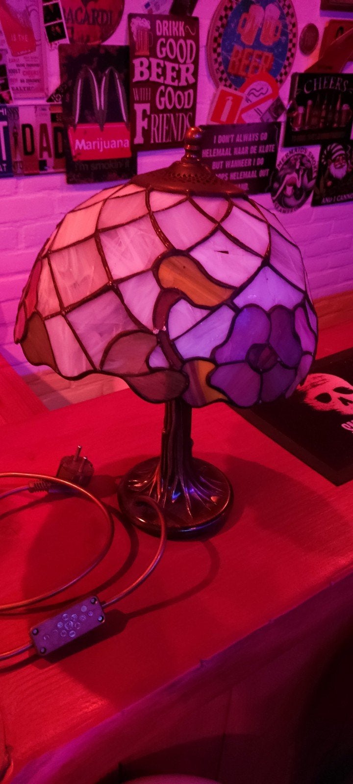 Tiffany lamp glas in lood, Huis en Inrichting, Lampen | Tafellampen, Ophalen, Glas, Tiffany lamp