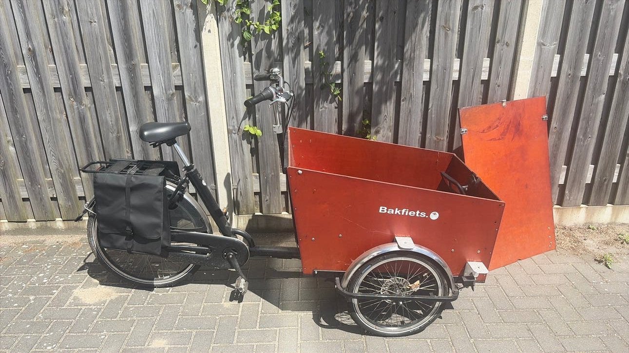 Niet-elektrische bakfiets, ombouwbaar naar kinderbakfiets, Fietsen en Brommers, Fietsen | Bakfietsen, Gebruikt, Goederen, Trommelrem