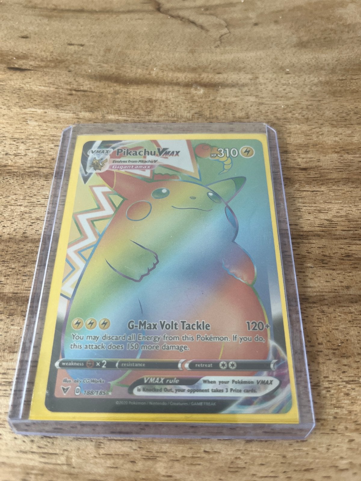 Pikachu VMAX Rainbow Rare Pokémon Kaart (188/185), Ophalen of Verzenden, Zo goed als nieuw, Losse kaart, Foil