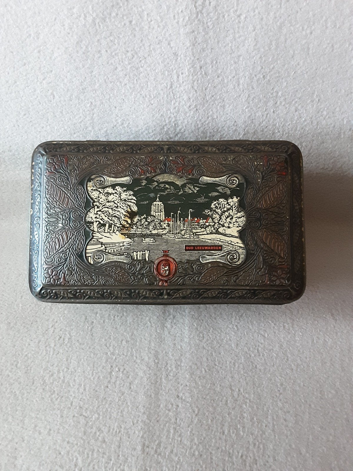 OUD LEEUWARDEN , TABAKSBLIK. C.A. 1925., Verzamelen, Blikken, Ophalen of Verzenden, Gebruikt, Overige