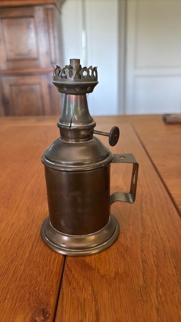 Antieke olielamp voor lont, Ophalen of Verzenden