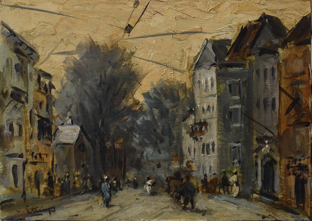Lange Voorhout Den Haag --van Ettinger., Antiek en Kunst, Kunst | Schilderijen | Klassiek, Paneel, Verzenden, Impressionistisch