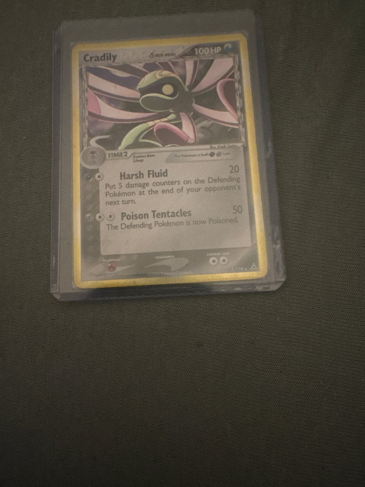 Cradily Pokémon Kaart Delta Species 2/110 Holon phantoms, Ophalen of Verzenden, Zo goed als nieuw, Losse kaart, Foil