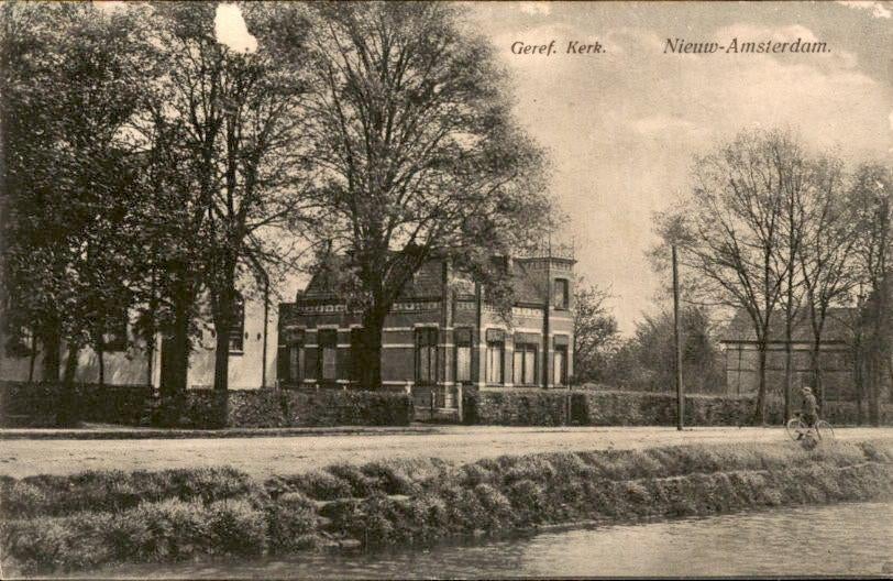 Nieuw-Amsterdam - Geref Kerk, Verzamelen, Ansichtkaarten | Nederland, Gelopen, Drenthe, Voor 1920, Ophalen of Verzenden