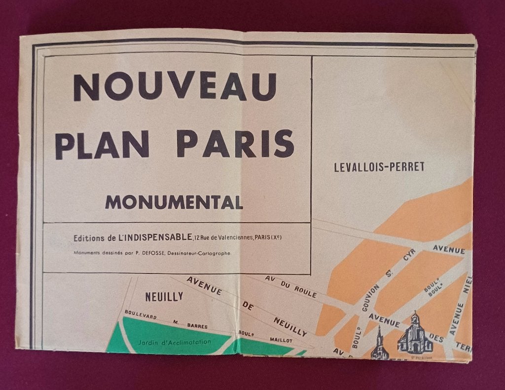 Nouveau plan Paris Monumental map 1949 afm. 72 x 52 cm, Ophalen of Verzenden