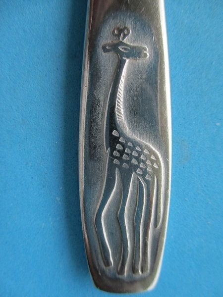 (KB5632) Kinderbestek Giraffe mes, Ophalen of Verzenden, Gebruikt